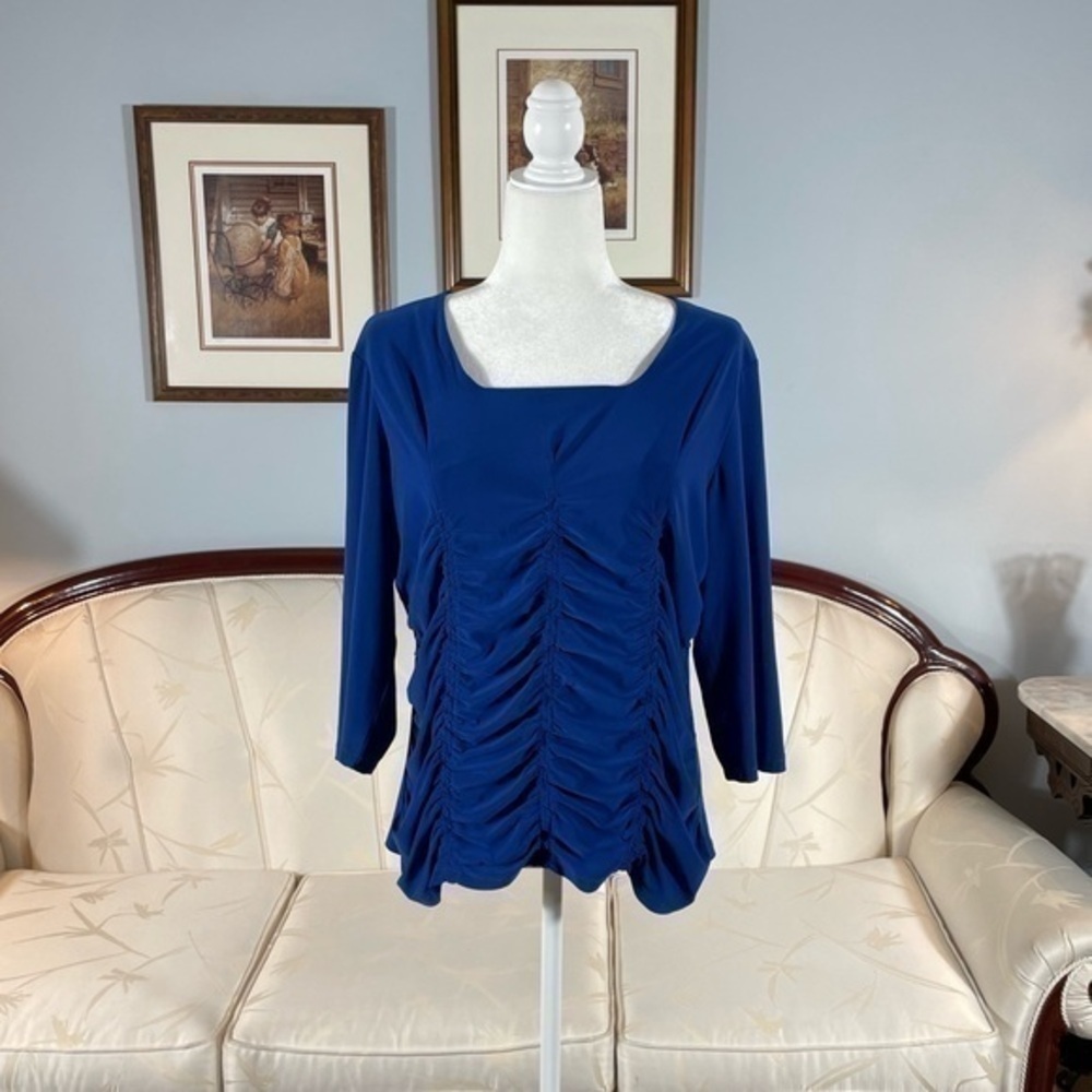 Escalade Blue Ruched Top - Picture 3 of 15